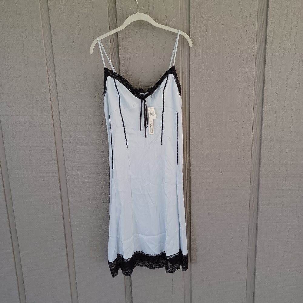 Anthropologie V Neck Lace Trim Slip Dress Size 8 Women Feminine Viscose - Picture 2 of 16